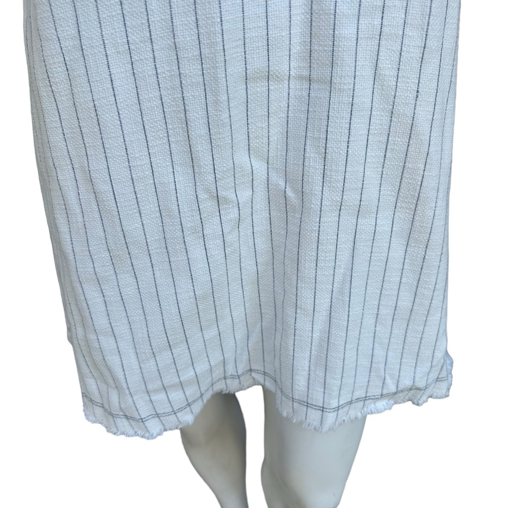 T By Alexander Wang High Neck White & Navy Striped Raw Hem Mini Dress Size 2 - Picture 5 of 13